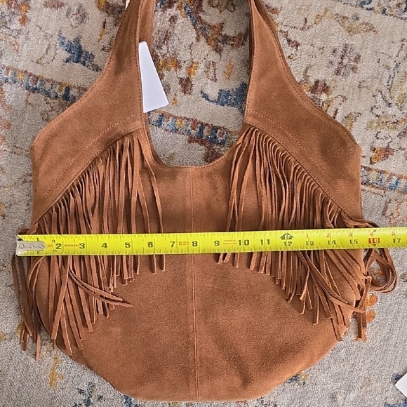 Lucky Brand Brown Suede Fringe Hobo Bag NWT - Picture 9 of 13
